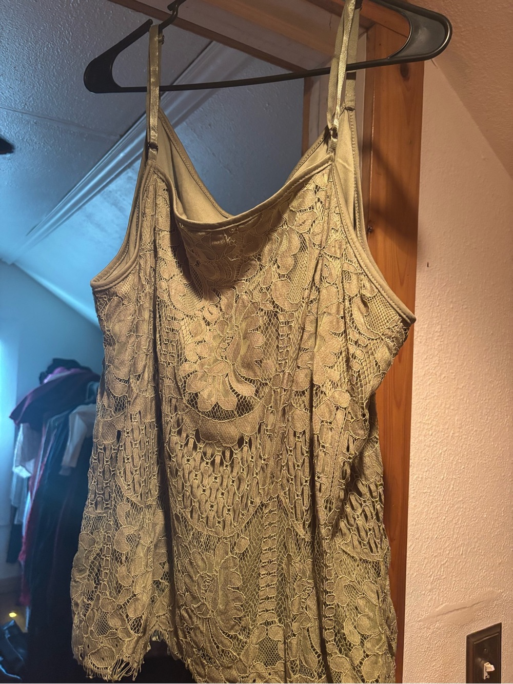 SHEIN Olive Green Lace Camisole Tank Top